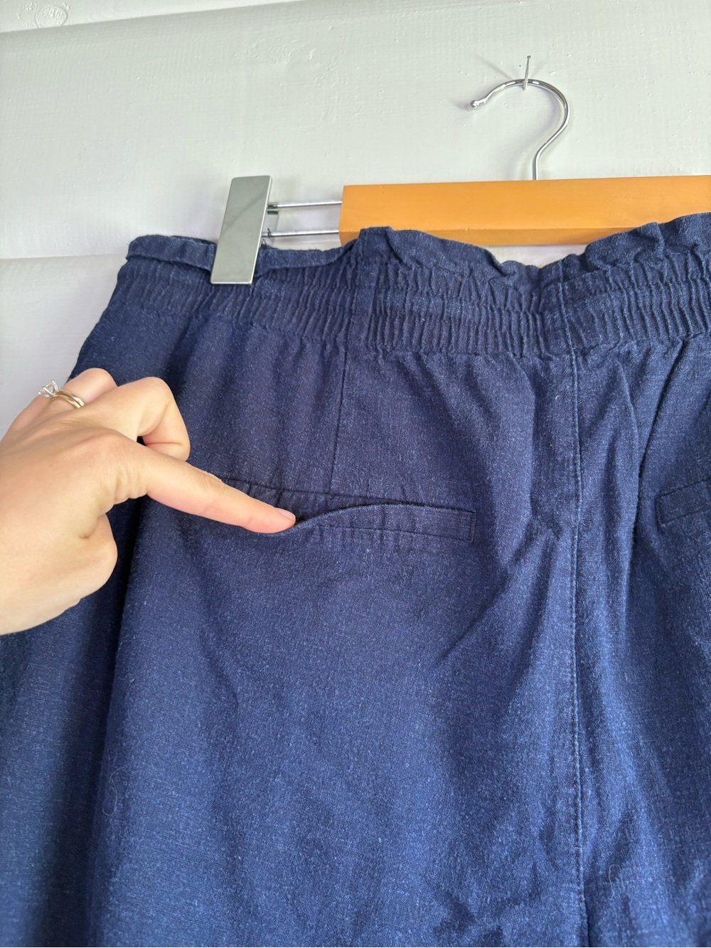 Reitmans Linen Blend Pull On Pants Navy 14 Petite - Picture 9 of 9